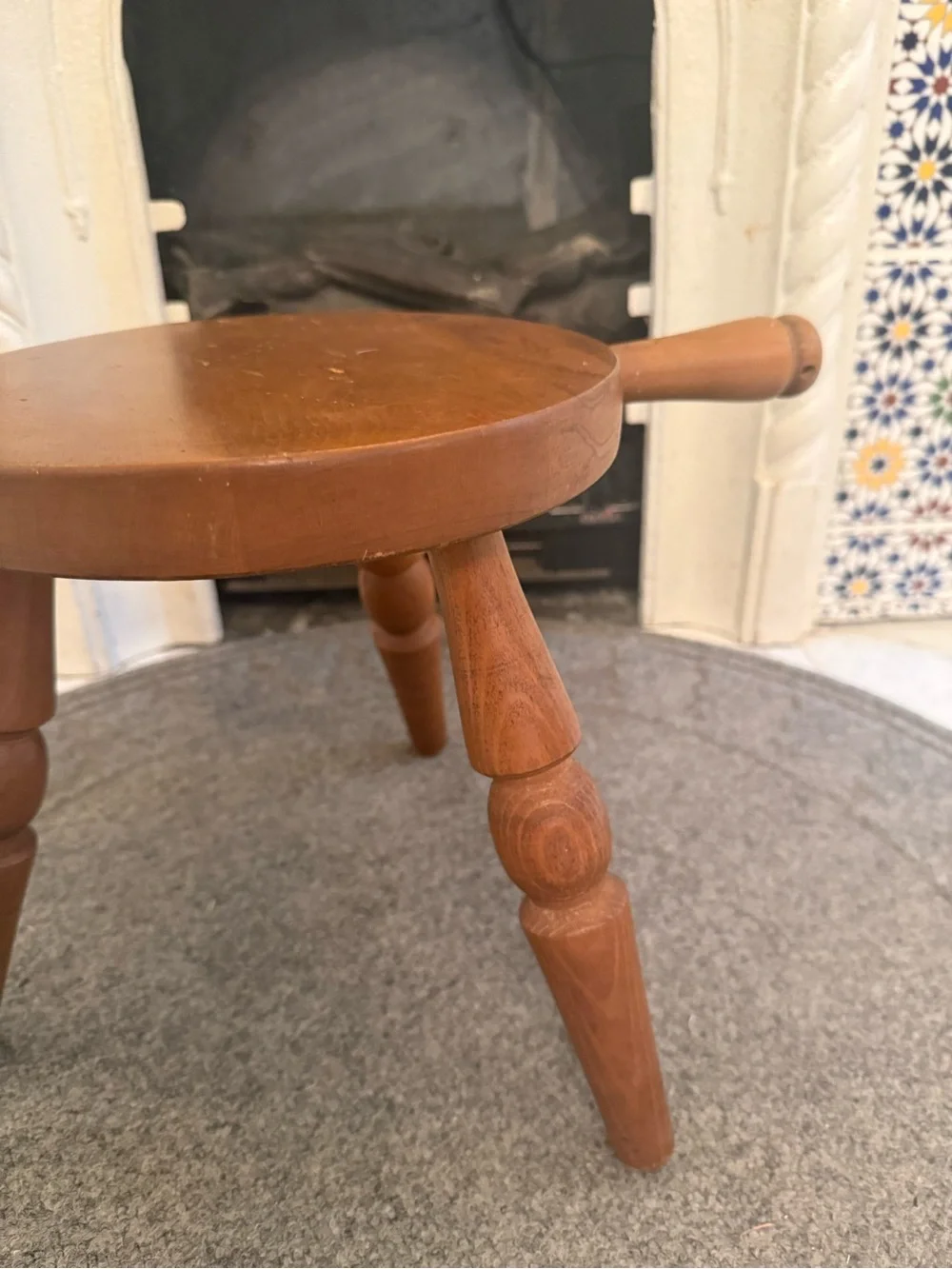 Vtg Authentic Furniture Mid Century Three Legged Solid Maple Milking Stool